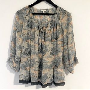 Joie silk watercolor cloud perry top w/ raw edges